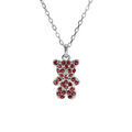Collier en argent rhodi&eacute; ourson oxydes roses 38+6cm Artemare