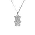 Collier en argent rhodi&eacute; ourson oxydes blancs 38+6cm Artemare