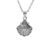 Collier en argent rhodi&eacute; pendentif coquille Saint-Jacques de Compostelle oxydes blancs sertis 40+5cm