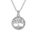 Collier argent rhodi&eacute; pendentif arbre de vie contour oxydes blancs sertis 40+5cm