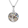 Collier en argent rhodi&eacute; pendentif rond 15mm Murano v&eacute;ritable bor&eacute;ale 40+5cm Artemare