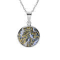 Colliers sur Artemare : Collier en argent rhodi&eacute; pendentif rond 15mm Murano v&eacute;ritable bor&eacute;ale 40+5cm bleu et dor&eacute;