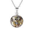 Colliers sur Artemare : Collier en argent rhodi&eacute; pendentif rond 15mm Murano v&eacute;ritable bor&eacute;ale 40+5cm multicolore