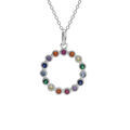 Colliers sur Artemare : Collier en argent rhodi&eacute; cercle oxydes multi couleurs 42+3cm