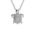 Colliers sur Artemare : Collier en argent rhodi&eacute; tortue avec oxydes blancs 40+4cm