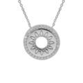 Colliers sur Artemare : Collier argent rhodi&eacute; disque motif soleil &eacute;vid&eacute; entourage d'oxydes blancs 42+3cm