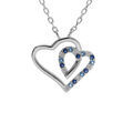 Colliers sur Artemare : Collier argent rhodi&eacute; pendentif double coeur contour oxydes bleus et blancs 42+3cm