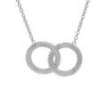 Collier argent rhodi&eacute; claire, pendentif double cercle &eacute;vid&eacute; perl&eacute; 40+5cm