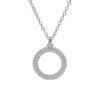 Collier en argent rhodi&eacute; claire, pendentif cercle &eacute;vid&eacute; perl&eacute; 40+5cm