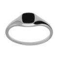 Bagues sur Artemare : Chevali&egrave;re femme en argent platin&eacute; de forme carr&eacute;e pav&eacute;e d'un onyx imitation
