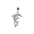 Pendentif en argent platin&eacute; dauphin et son b&eacute;b&eacute;