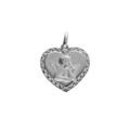 Pendentif argent platin&eacute; coeur contour diamant&eacute; avec Ange