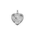 Pendentif en argent platin&eacute; coeur contour diamant&eacute; avec Ange