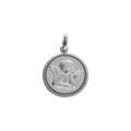 Pendentif en argent platin&eacute; m&eacute;daille 15mm diamant&eacute; avec Ange