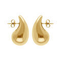 Boucles d'oreille tige acier PVD dor&eacute; grande goutte (dim 33mm x 18 mm)