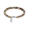 Bracelet en acier et rondelles agate teint&eacute;e v&eacute;ritable et rondelles h&eacute;matites dor&eacute;es - 20+2.5cm Artemare