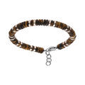 Bracelet en acier oeil de tigre v&eacute;ritable et et rondelles h&eacute;matites dor&eacute;es rose - 20+2.5cm Artemare