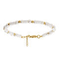 Bracelet en acier et PVD dor&eacute; rondelles blanches avec perles de culture d'eau douce blanches 16+3cm Artemare