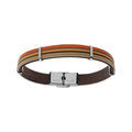 Bracelets sur Artemare : Bracelet en acier avec cordon et cuir bovin orang&eacute; et marron 20cm r&eacute;glable