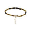 Bracelets sur Artemare : Bracelet en acier et PVD dor&eacute;, pierres naturelles onyx 18+3cm