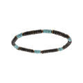 Bracelet en acier extensible turquoise imitation, ilmenite, h&eacute;matite Artemare