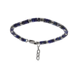Bracelet en acier lapis lazuli v&eacute;ritable 19+3cm