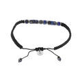 Bracelet en acier cordon coulissant bleu et pierres lapis lazuli v&eacute;ritable Artemare