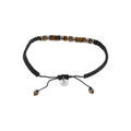 Bracelets sur Artemare : Bracelet en acier cordon coulissant marron et pierres oeil tigre v&eacute;ritable