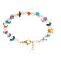 Bracelet en acier rondelles coquillage avec am&eacute;thyste, agate rouge, obsidienne et turquoise imitation 16+3cm Artemare