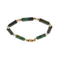 Bracelet en acier et PVD dor&eacute; jade verte et perle blanche de culture d'eau douce v&eacute;ritable 16+3cm Artemare