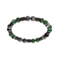 Bracelet en acier extensible boules agate vertes v&eacute;ritable et pa&eacute;sine Artemare