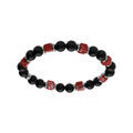 Bracelet en acier extensible boules onyx v&eacute;ritable et howlite rose Artemare