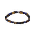 Bracelet en acier extensible boules oeil de tigre et paesine v&eacute;ritable Artemare