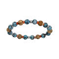 Bracelet en acier extensible boules howlite bleu et paesine v&eacute;ritable et cube h&eacute;matite Artemare
