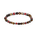 Bracelet en acier extensible boules agate et howlite paesine v&eacute;ritable et cube h&eacute;matite Artemare