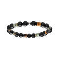 Bracelet en acier extensible onyx et boules oeil de tigre et howlite vert v&eacute;ritable Artemare