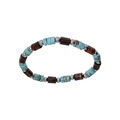 Bracelet en acier extensible boules oeil de tigre et howlite v&eacute;ritable Artemare