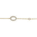 Bracelet en acier PVD dor&eacute; ovale contour r&eacute;sine et strass et 1 oxyde blanc 17+3cm Artemare