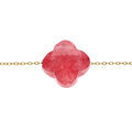 Bracelet en acier PVD dor&eacute; motif pierre imitation facet&eacute; fuchia 17+3cm Artemare