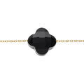 Bracelet en acier PVD dor&eacute; motif pierre imitation facet&eacute; noire 17+3cm