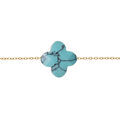 Bracelet en acier PVD dor&eacute; motif pierre imitation facet&eacute; turquoise 17+3cm