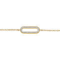 Bracelets sur Artemare : Bracelet en acier PVD dor&eacute; motif rectangulaire r&eacute;sine et strass 16+3cm