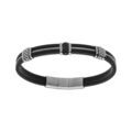 Bracelet en acier et caoutchouc c&acirc;ble gris avec motif fermoir aimant&eacute; 20+1.5cm double fermoir Artemare