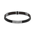 Bracelet en acier et caoutchouc c&acirc;ble marron motif fermoir aimant&eacute; 20+1.5cm double fermoir Artemare