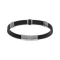 Bracelet en acier et caoutchouc c&acirc;ble noir motif fermoir aimant&eacute; 20+1.5cm double fermoir Artemare