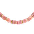 Colliers sur Artemare : Collier en acier et PVD dor&eacute; rondelles coquillage teint&eacute; rose 35+9cm