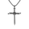 Collier en acier maille jaseron avec croix 45x34mm 60cm Artemare