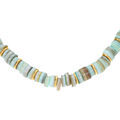 Colliers sur Artemare : Collier en acier et PVD dor&eacute; rondelles coquillage teint&eacute; bleu 35+9cm