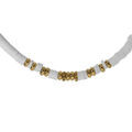 Colliers sur Artemare : Collier en acier rondelles blanches et boules PVD dor&eacute; 40+5cm