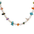 Colliers sur Artemare : Collier en acier rondelles coquillage avec am&eacute;thyste, agate rouge, obsidienne et turquoise imitation 40+5cm